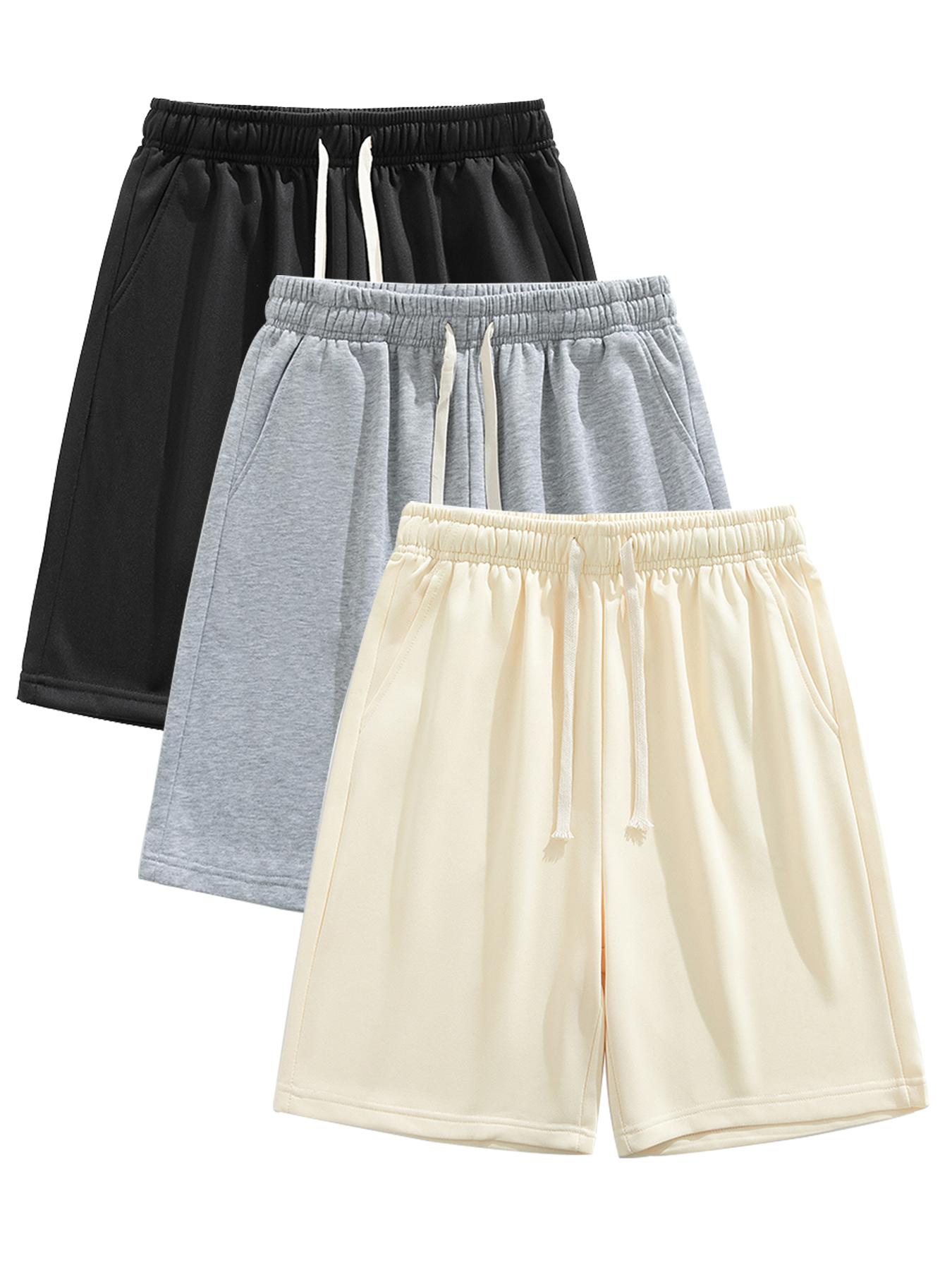 Men's Solid Color Drawstring Waist Shorts, Casual Regular Fit Pocket Shorts for Summer, Men's Bottoms for Daily Wear.