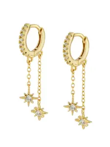 Hexagram-shaped stud earrings featuring luxurious and fashionable handcrafted full-diamond micro-set zirconia dangling earrings with ear clasps Copper Zirconia