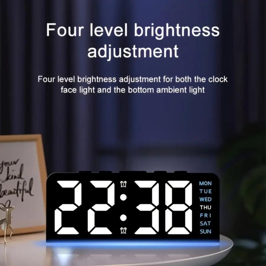 LED Digital Clock, 1 Count Multifunctional Date and Temperature Display Desktop Clock, Digital Alarm Clocks, Decorative for Living Room, Bedroom and Office