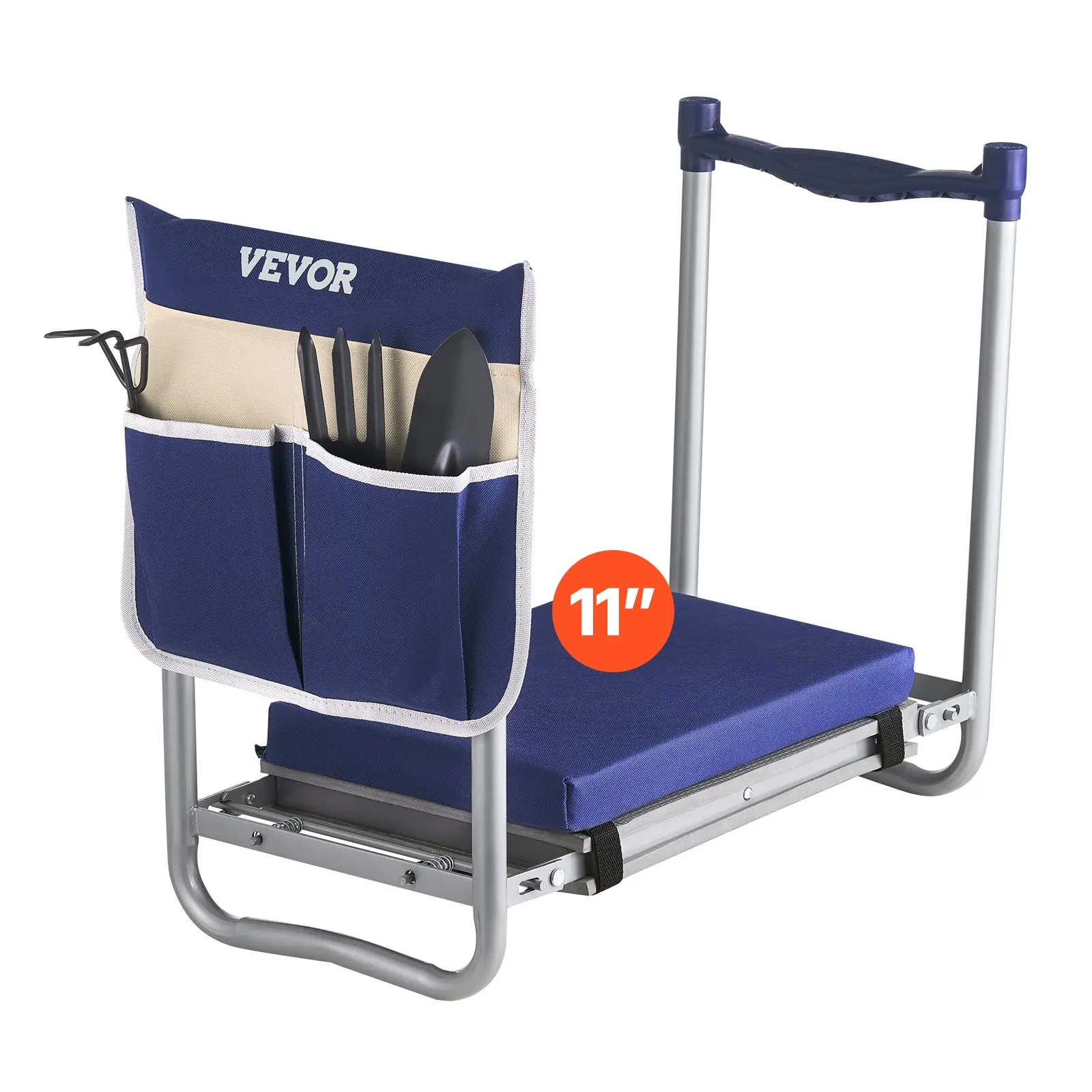 Garden Kneeler and Seat, 11 in Wide Thick Kneeling Pad, Heavy Duty Garden Kneeling Stool, Folding Garden Seat with 1 Tool Bag, Relieve Knee Back Pain, Non-Slip Garden Bench for Grandparents