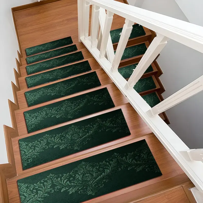 European Style Stair Mat, Absorbent Non-Slip Wooden Step Rug, Quick-Dry Moisture-Proof Stair Gripper, Indoor Stair Pad, Stair Tread Rug
