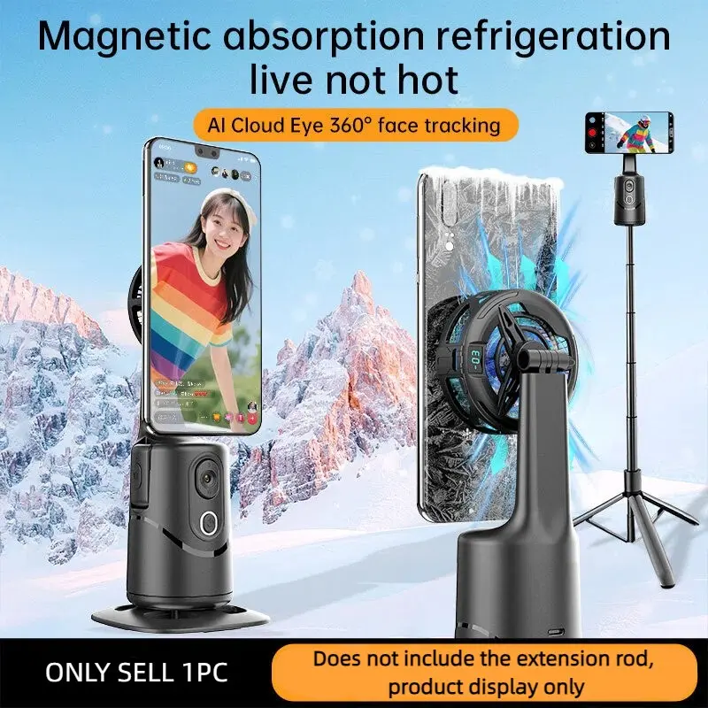 Ai Facial Tracking Gimbal, Gesture Control, 360° Rotating Phone Mount, Smart Camera Stand for Live Streaming, Selfie Video Kit
