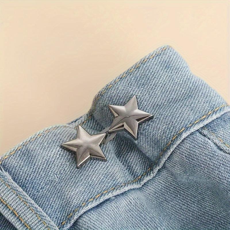 Jeans Button Tightener Set, Star Style 2 Sets/4 Sets Handmade Jeans Button Pins, Easy Installation Waist Tightener Buttons