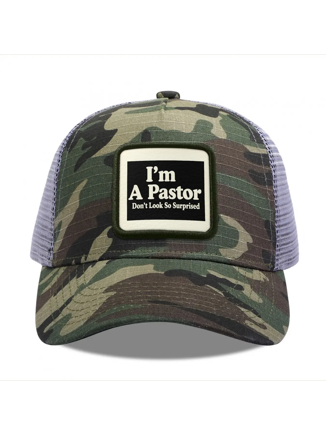 I'm A Pastor Don't Look So Surprised Camouflage Mesh Baseball Cap for Men & Women - Adjustable Snapback Trucker Hat, Breathable Back for Hiking, Fishing, Camping, Golf & Casual Outdoor Attire Camouflage Random