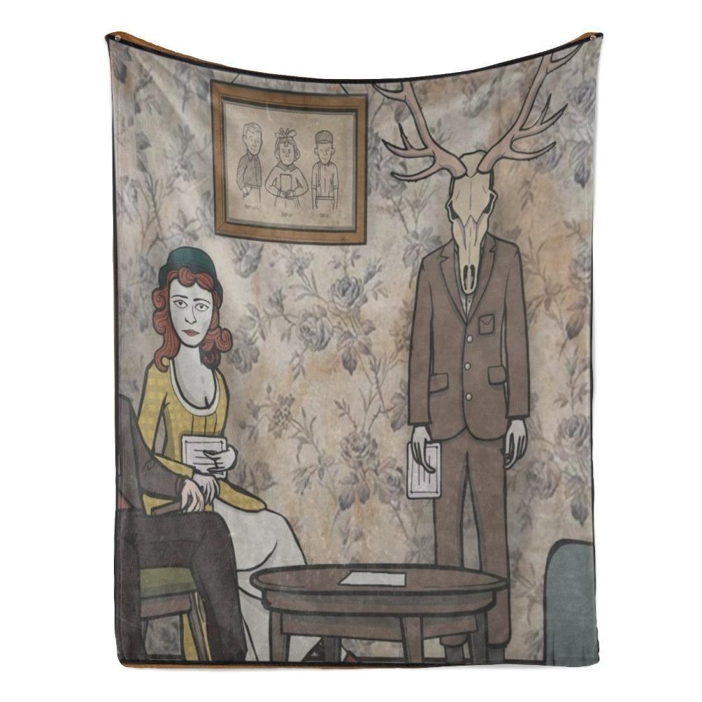 Rusty Lake Theme Flannel Blanket Surreal Mystery Game Throw Soft Cozy Plush Blanket for Couch Sofa Bed Indie Puzzle Art Aesthetic Home Decor Lightweight Travel Blanket Gamer Fan Collection Gift All Season Comfort Decorative Bed Cover