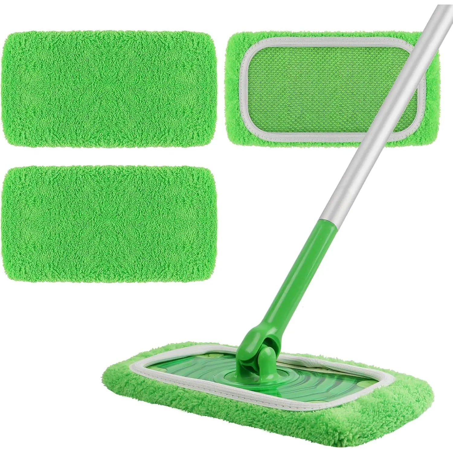 Removable & Washable 100% Coral Fleece Swiffer Sweeper Refill Pads, 3-Pack Wet & Dry Flat Covers for Hardwood/Surface Floor Cleaning (Mop Not Included), Reusable, Surface Fit