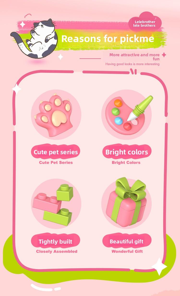 Cute Mini Particle Cat & Dog Building Blocks, Fun for Kids & Adults, Decor & Gift Idea, Perfect Time Killer,6PCS Cartoon Cat & Dog Pet Figures Building Blocks Set,Cute Cat Dog Micro Building Blocks Animal Model Kit for Kids Adults