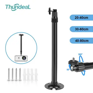 Thundeal TDA6W TD80W HY320 HY300Pro Projector Ceiling Mount Wall Holder 40cm 60cm 80cm 1/4 6mm Black Aluminum Projector Hanger Adjustable Mount Bracket