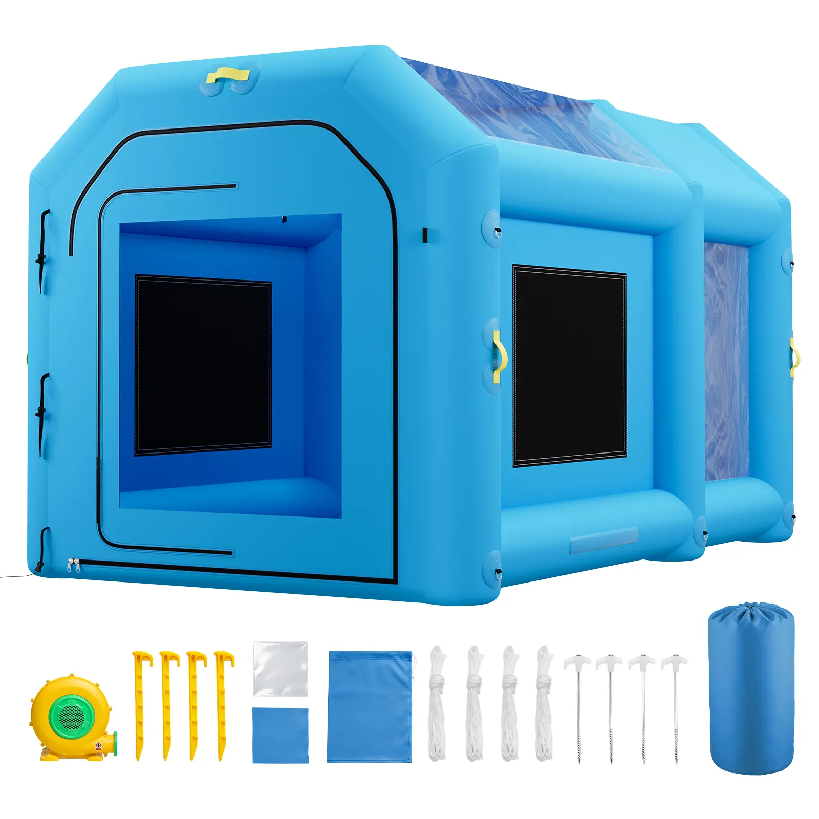 Inflatable Paint Booth, 13.1 x 8.2 x 8.2 ft, Portable Spray Booth with 750W Powerful Blower and Large Filter Cotton, Blow Up Painting Tent for Bike, Motorcycle, and Small Furniture, Blue