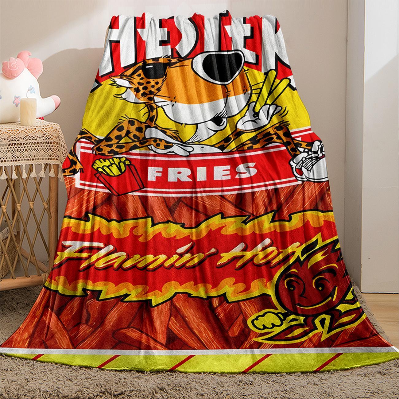 Corn Chips Pattern Flannel Plush Blankets, 1 Count Multifunctional Throw Blanket, Warm Nap Blanket for Home Office Travel Camping, Comfy Blankets