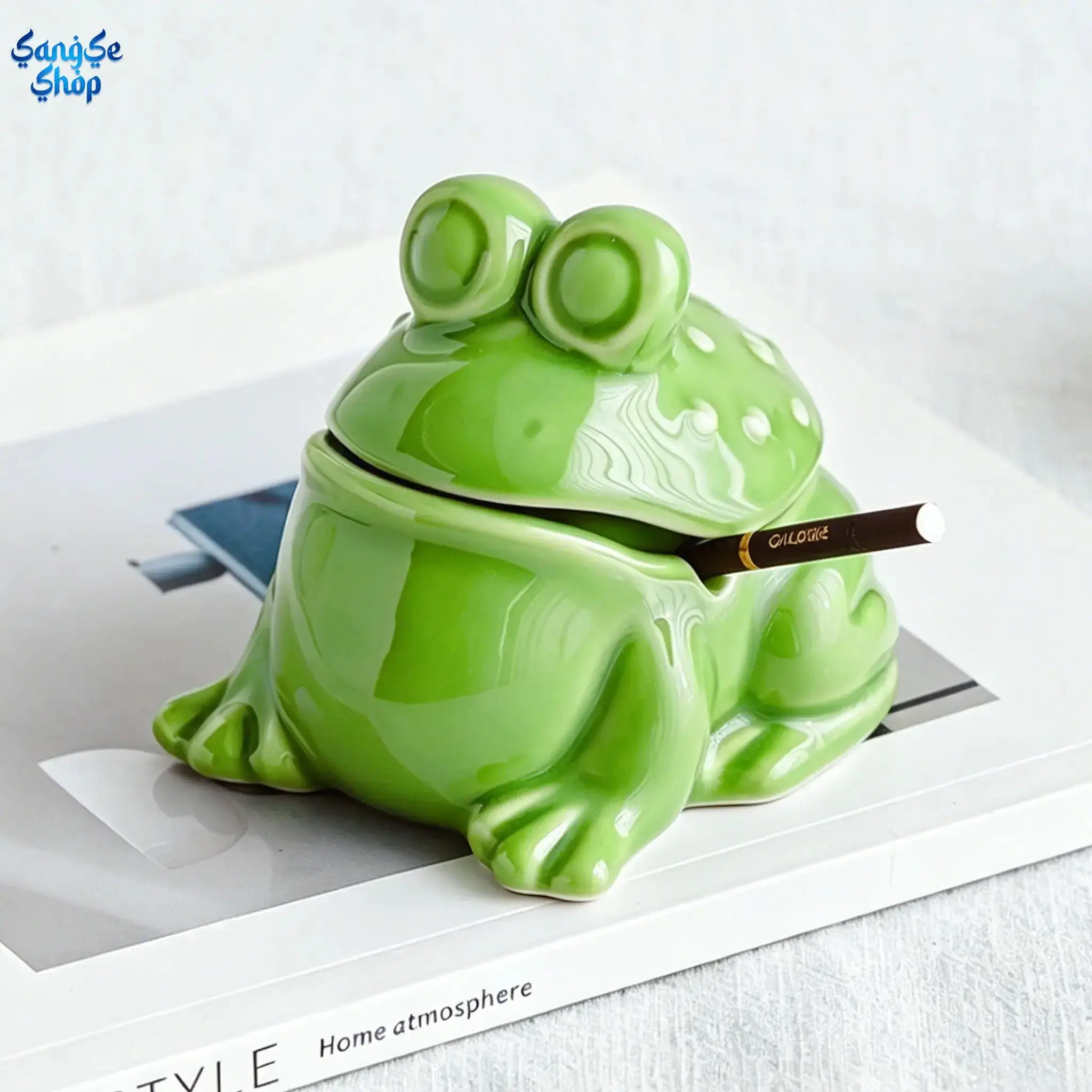 Cute Ceramic Frog Ashtray with Lid - Windproof Multifunctional Smoking Accessory, Desk Ornament, Father's Day Gifts, Unique Gifts for Men's Birthday, Christmas Home Use, Outdoors, Home Supplies, Decor, Ceramic Ornaments