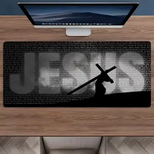 Cross Bearer Silhouette Desk Mat,Inspirational Faith Large Desk Mat For keyboard And Mouse Pad,Full Desk Coverage Anti-slip Rubber Base Stitched Edge,Office Desk Accessories for Work, Gaming, Students, Home Office,Perfect Gift