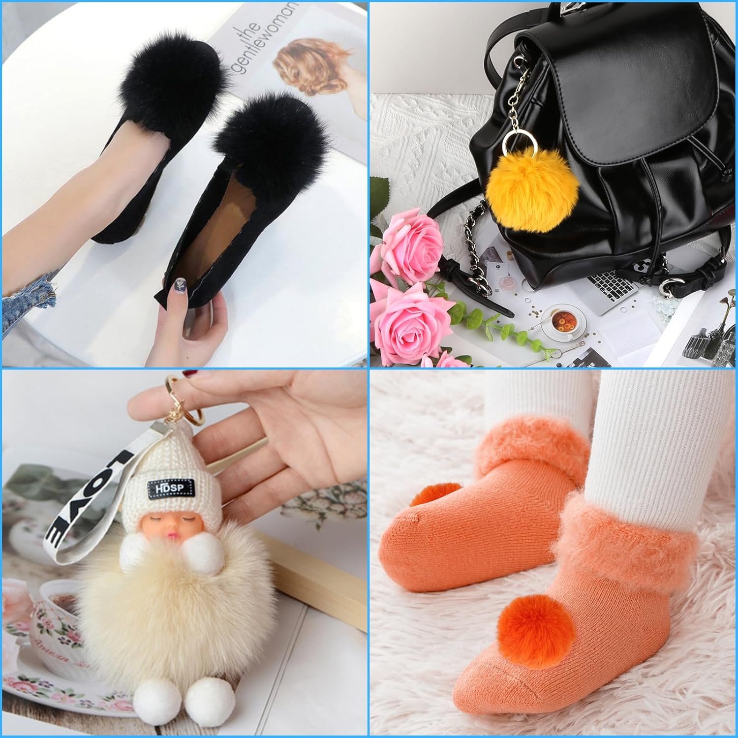 Pack of 46 Pompoms Lmitation Rabbit Fur Ball, with Elastic Ring DIY Fluffy Ball, 23 Colours in Pairs, Suitable for Hats, Brimless Hats, Shoes, Scarves, Gloves, Bags, Accessories, Handmade Accessories Decorations Pack of 46 Pompoms Lmitation Rabbit Fur Ball, with Elastic Ring DIY Fluffy Ball, 23 Colours in Pairs, Suitable for Hats, Brimless Hats, Shoes, Scarves, Gloves, Bags, Accessories, Handmade Accessories Decorations