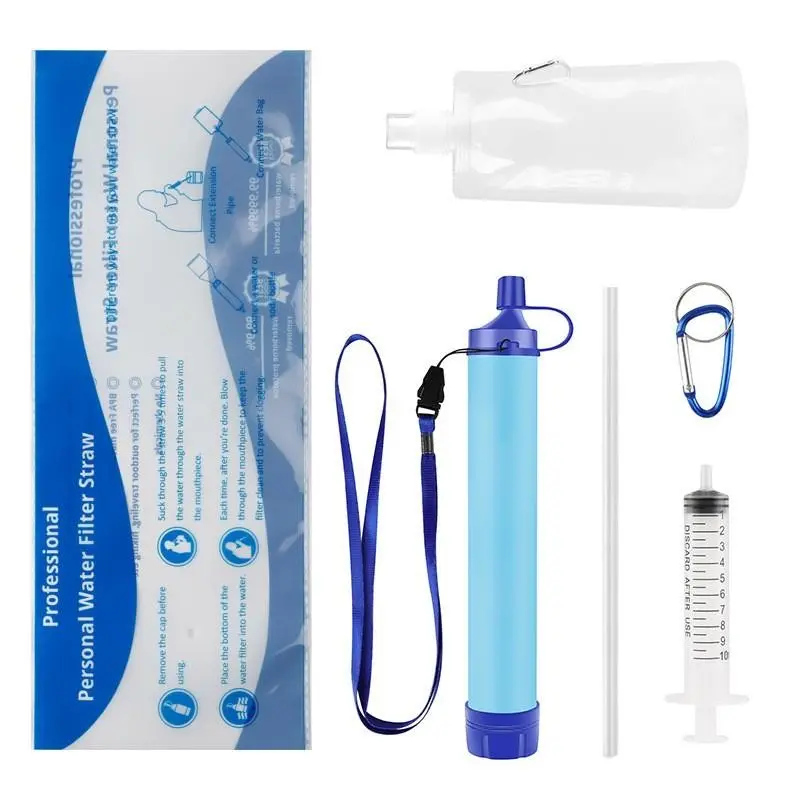 Portable Outdoor Water Filter Kit, Life Straw Direct Drinking, Emergency Water Purifier, Camping Hiking Gear, Essential Survival Equipment