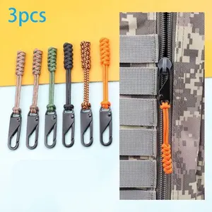 3-Pack Replaceable Zipper Pulls, Outdoor Bag Accessories, Tactical Backpack, Tent, Work Pants, Keychain, Tool Strap, Anti-Loss Rope
