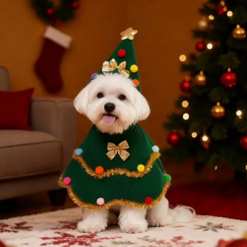 Large Dog Christmas Costume Pet Cape, 2-Piece Santa Hat Set, Winter Warm Coat, Festival Party Dress, Medium Large Dogs