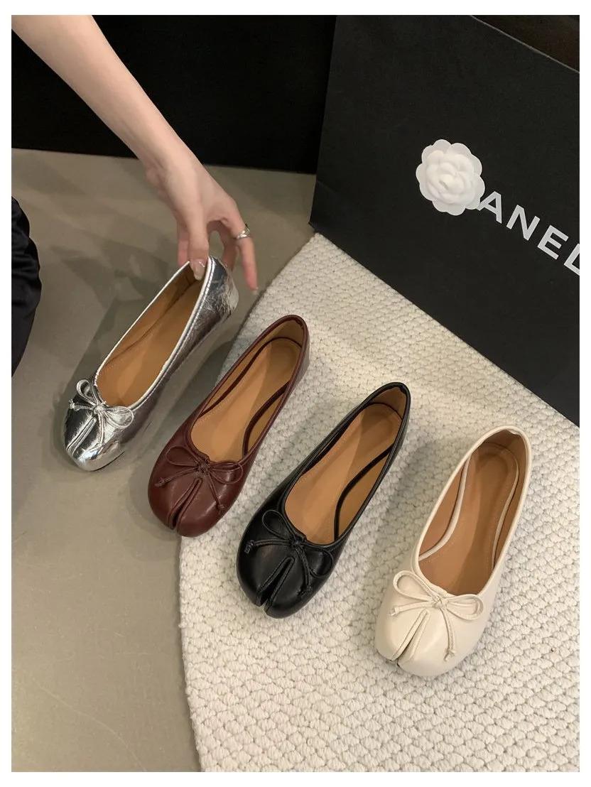 New Women Flats Soft Ballet Shoes Slip On Loafers Soft Moccasins Tabi Ninja Casual Shoes Mujer Ladies Shoes Bow Knot Mujer