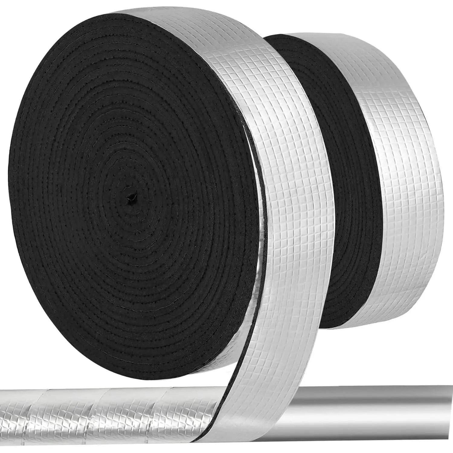 2PCS Outdoor Pipe Insulation Wrap, 2IN x 33FT Self-Adhesive Insulating Foam Tape for Winter Freeze Protection for Cold and Hot Water Pipes Reduce Heat Loss