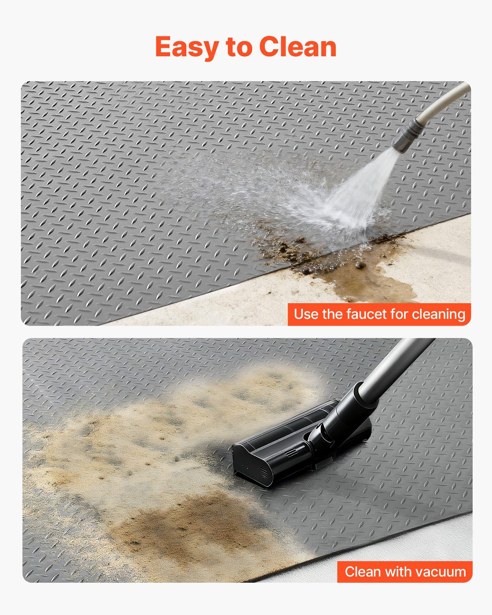 VEVOR Garage Floor Roll, 7.5 x 17 ft Garage Flooring Mat, 2.2 mm Thickened PVC Diamond Plate Floor Protector Mat with Double-sided Tape, Non-Slip, Easy to Clean for Warehouse, Gyms,Silver Gray