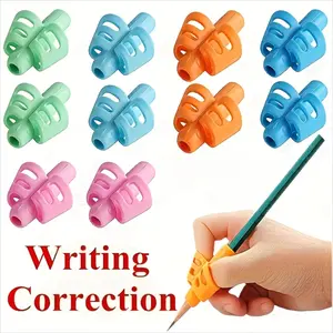 4 Pack Ergonomic Writing Pencil Grips, Multi-Purpose Posture Correction Tool, Colorful Universal Writing Aid Fit For Left & Right Hands, Compatible With Pencils, Pens & Art Brushes For Office, Study & Daily Drafting Practice