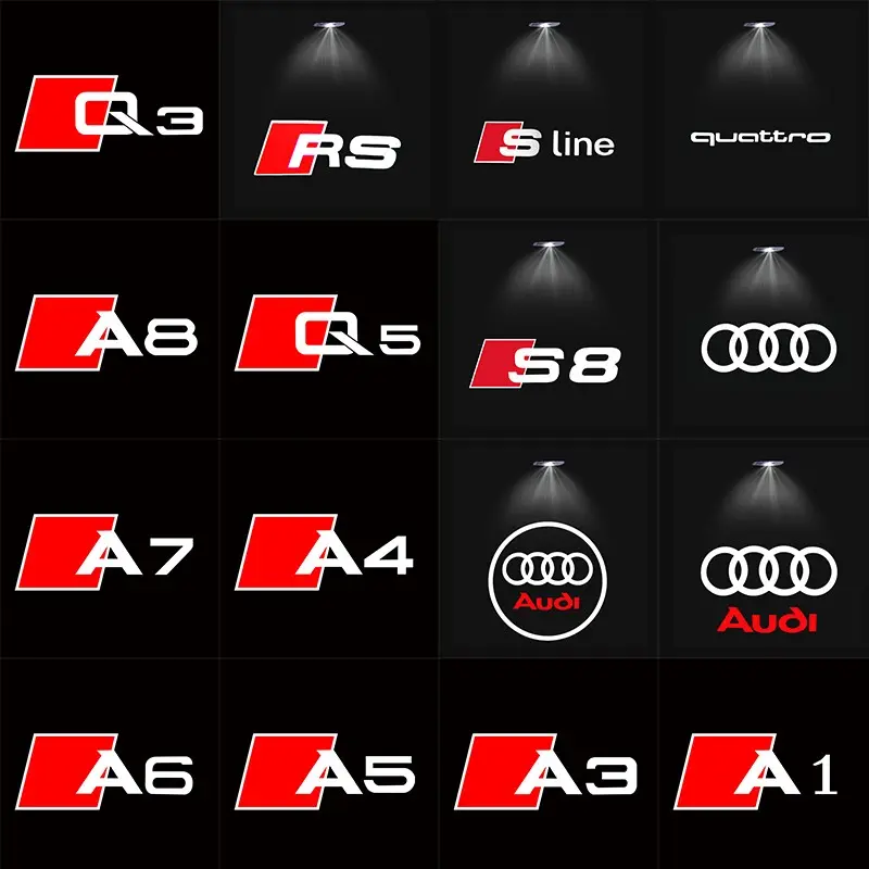 2Pcs Car Door LED Welcome Projector Courtesy Lights, Compatible with Audi A3 A4 A6 A8 Q3 Q5 Q7, HD Ghost Shadow Puddle Lamps Replacement (1 Pair)