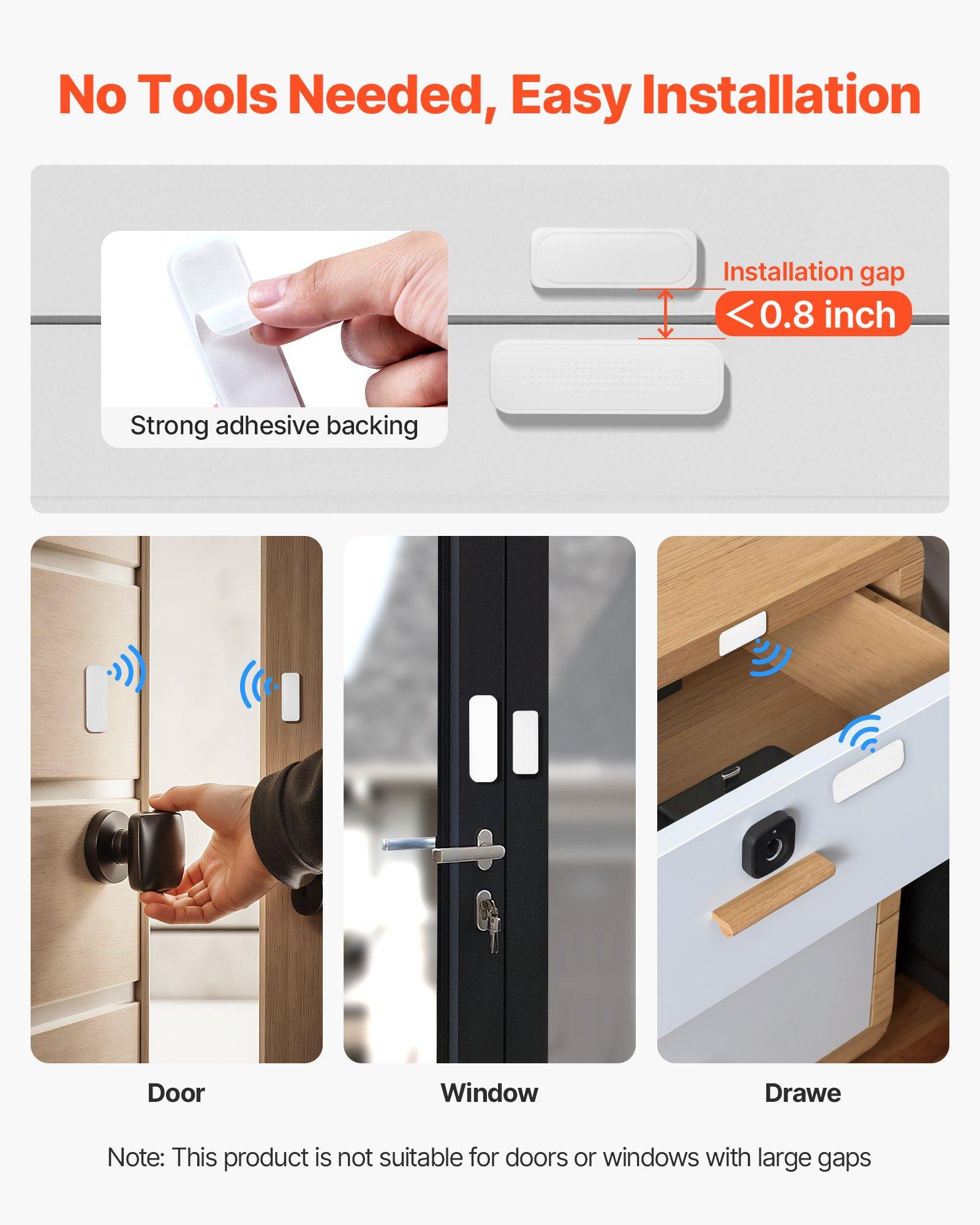 VEVOR Door Chime, DC 12V, Wireless Door Open Contact Sensor Alarm Chime with 656 ft Range, 58 Chimes & 5 Adjustable Volume, Doors Ringer Alert for Business, Store, Home, Office When Entering