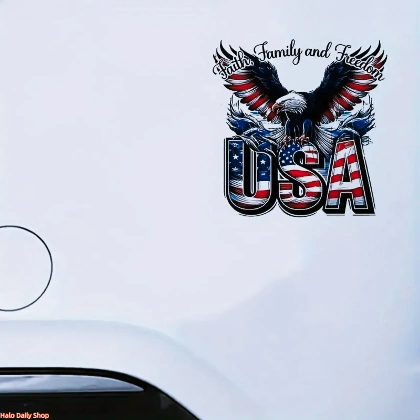 2Pcs Patriotic American Flag Bald Eagle Vinyl Car Stickers - Weatherproof Self-Adhesive Decor Accessories for 4th of July Car Window, Truck Body Ornamentation, Decals, Festival, Car Decorative Sticker, Vehicle Decoration