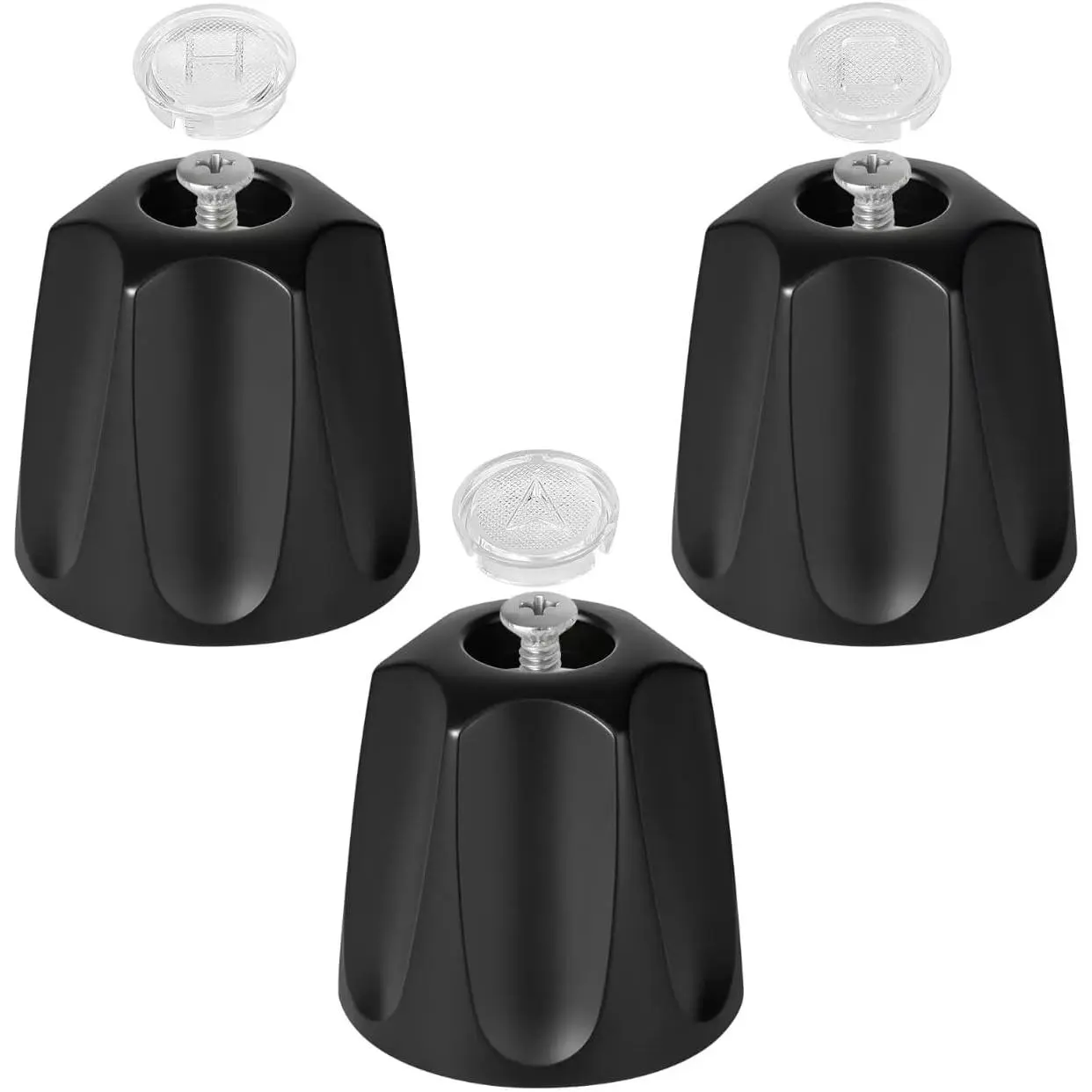 3Pcs Shower Knob Replacement Compatible with Verve Tub Shower, Bathtub Faucet Handle Remodel Trim Kit Includes Hot/Cold/Diverter Knob & 3 Screws (Matte Black)