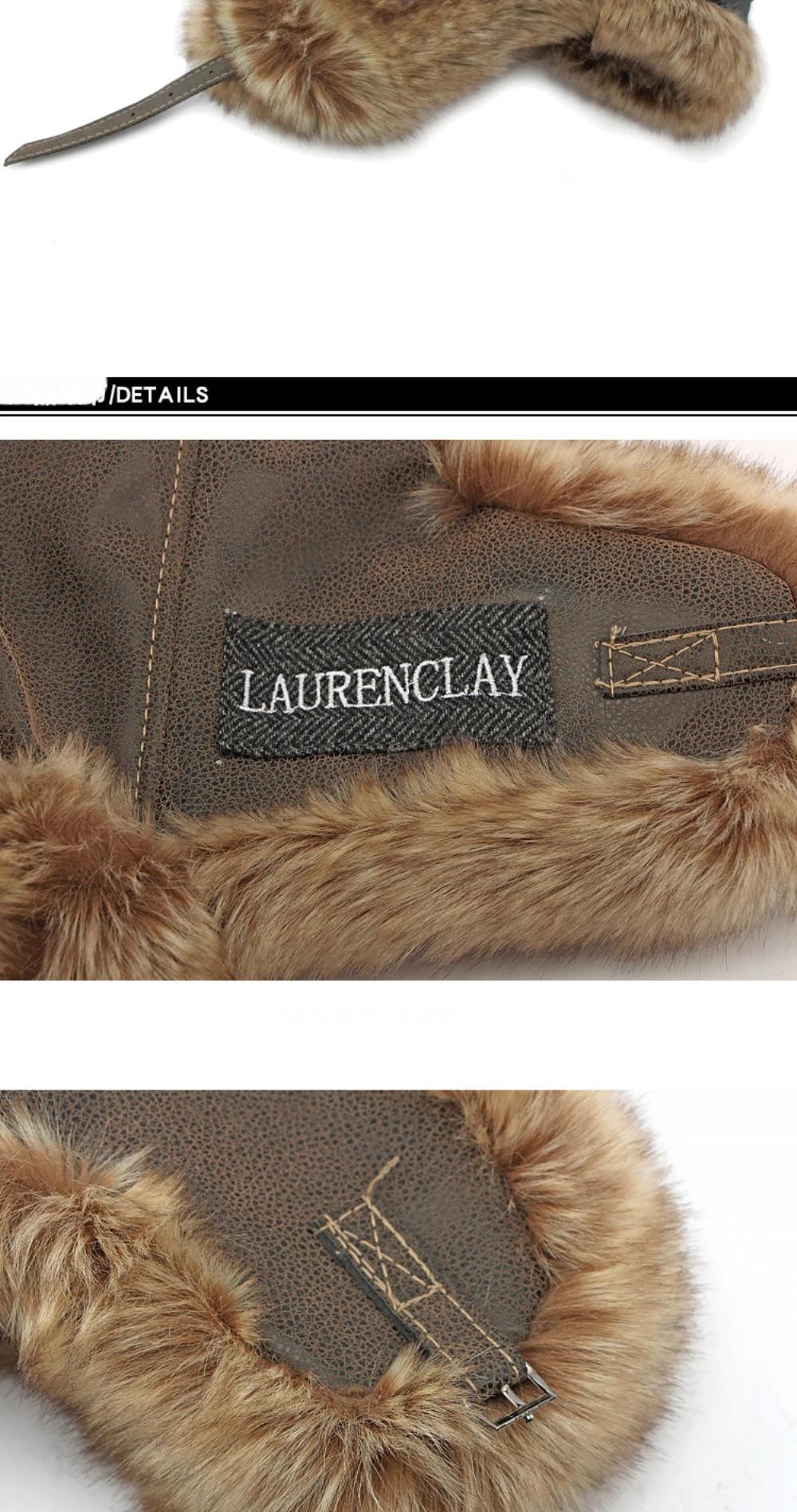 HT4241 Bomber Hat New Thick Warm Men Women Russian Fur Hat Male Windproof PU Leather Ski Trapper Earflap Cap Winter Hat Ushanka