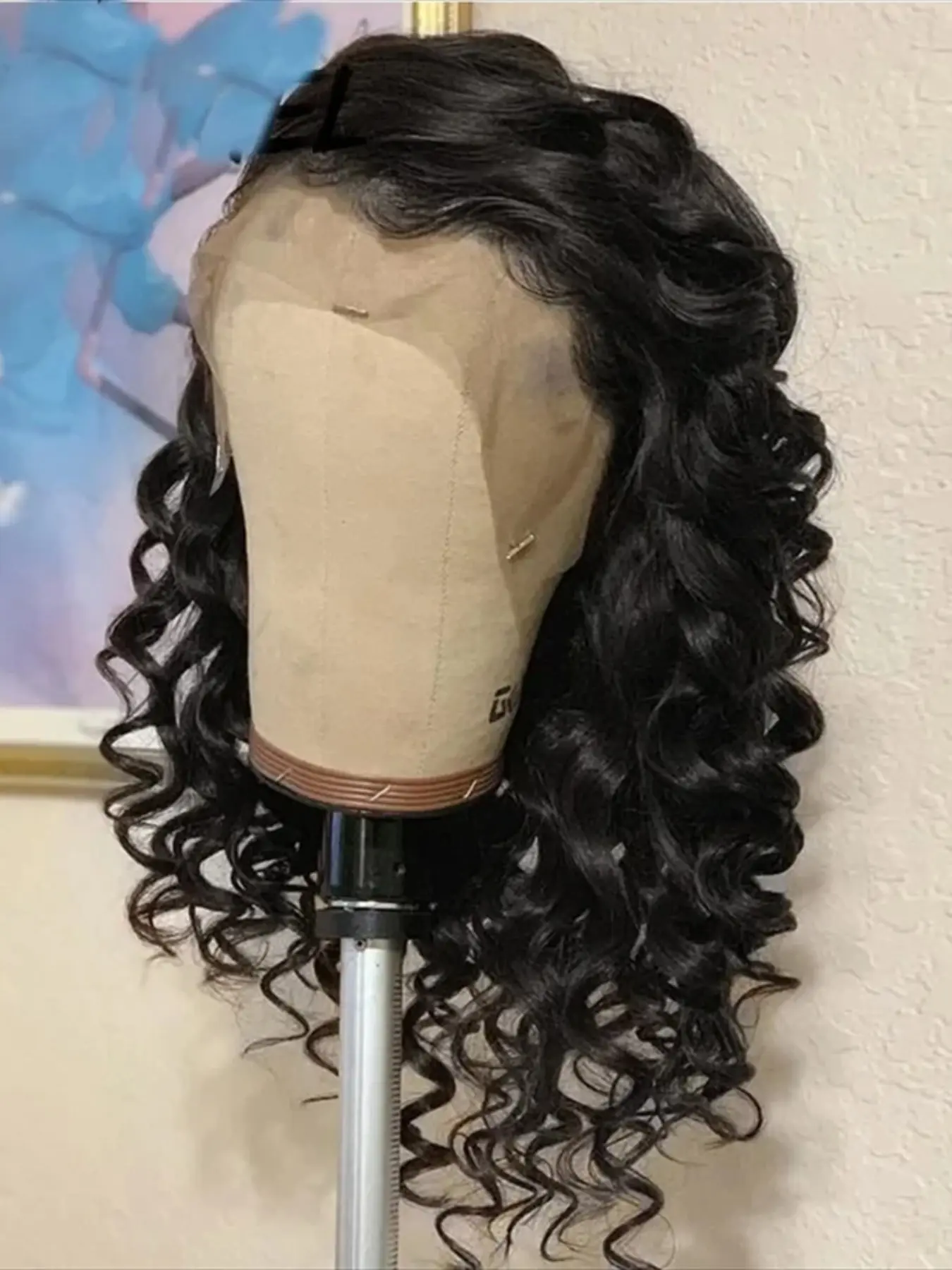 Soft Ombre Brown Glue Pre-Bound 26 Inch Long 180% Density Daily Shadow Medium Curly 13x4x1 Headband Lace Front Wig Full Lace High Heat Resistant Premium Synthetic Hair