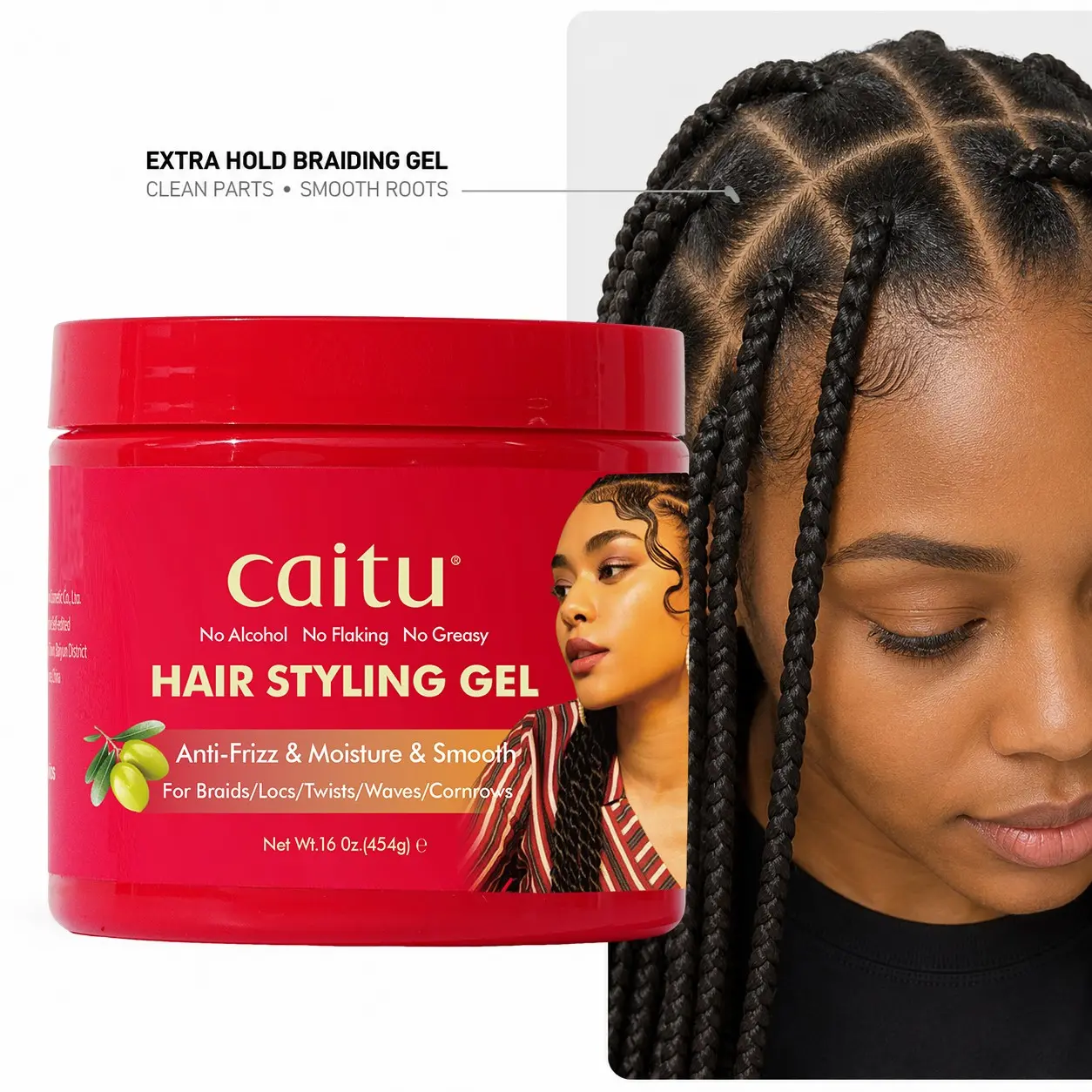 Braiding & Edge Control Gel, Hair Styling Products for Knotless Braids, Locs, Twists and Cornrows, Firm Hold, Frizz Control, Smooth Finish, No Flaking