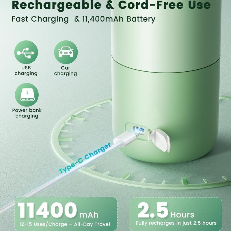 Portable Bottle Warmer for Travel 12oz- 80W Fast Heating, 316 Stainless Steel, 11400mAh Rechargeable Precise Temp Control & LED Display Safety Lock Cordless Travel Warmer for Breastmilk & Formula