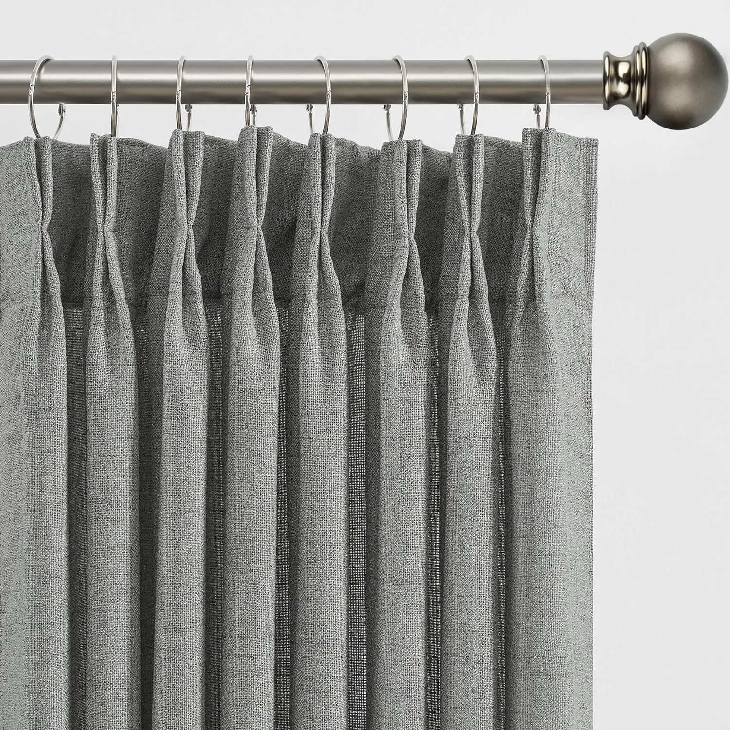 Long Pleated Sheer Curtains 102 inch Length 2 Panels Back Tab Light Filtering Semi Sheer for to Ceiling Window Door Grey Pleat with 42x102