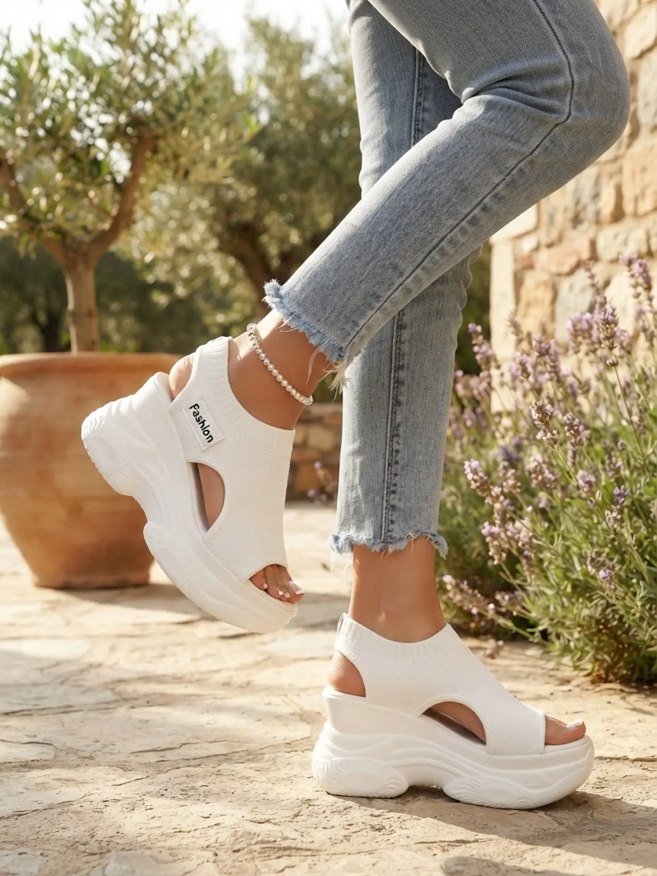 2026 Summer New High Heel Sandals, Women's PU Leather Roman Sandals, Breathable Hollow Out, Beach, Street Style, Dating, Casual