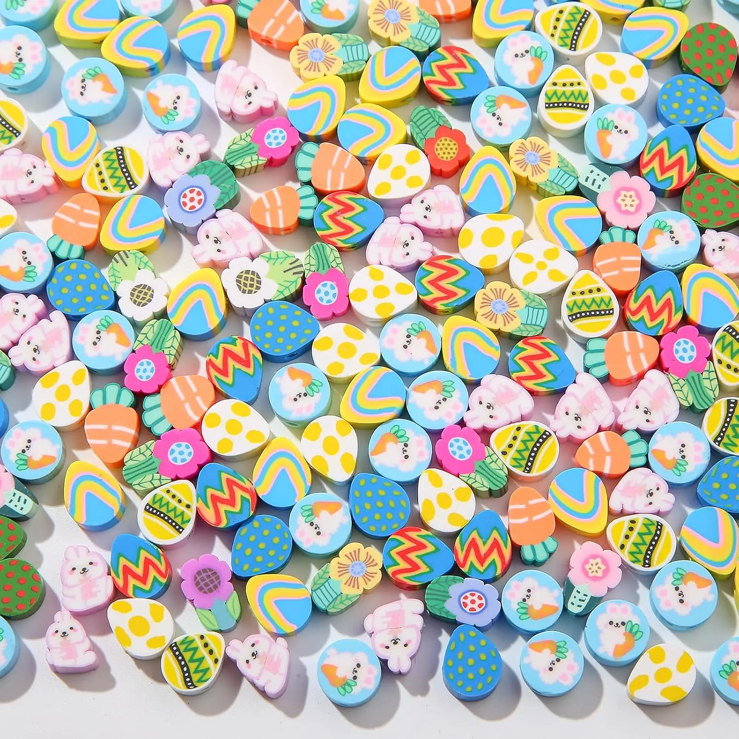 200 count Easter Egg Polymer Clay Spacer Beads Egg  Polymer Clay Beads Polymer Clay Beads for  Making Bracelets Bulk((Easter), Small