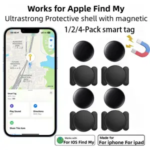 4pcs Latest Smart Global Tracker, Smart Tracking Tag, Only Compatible with Apple Find My APP, Replaceable Battery, Magnetic Case, Suitable for Car, Bike, Key, Wallet