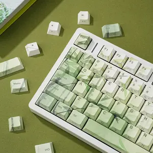 Bamboo Forest Keycaps 131-Key Original Height Keycaps, 5-Sided Heat Transfer, Dual Color Injection, Transparent Side, Mechanical Keyboard, Forest Design