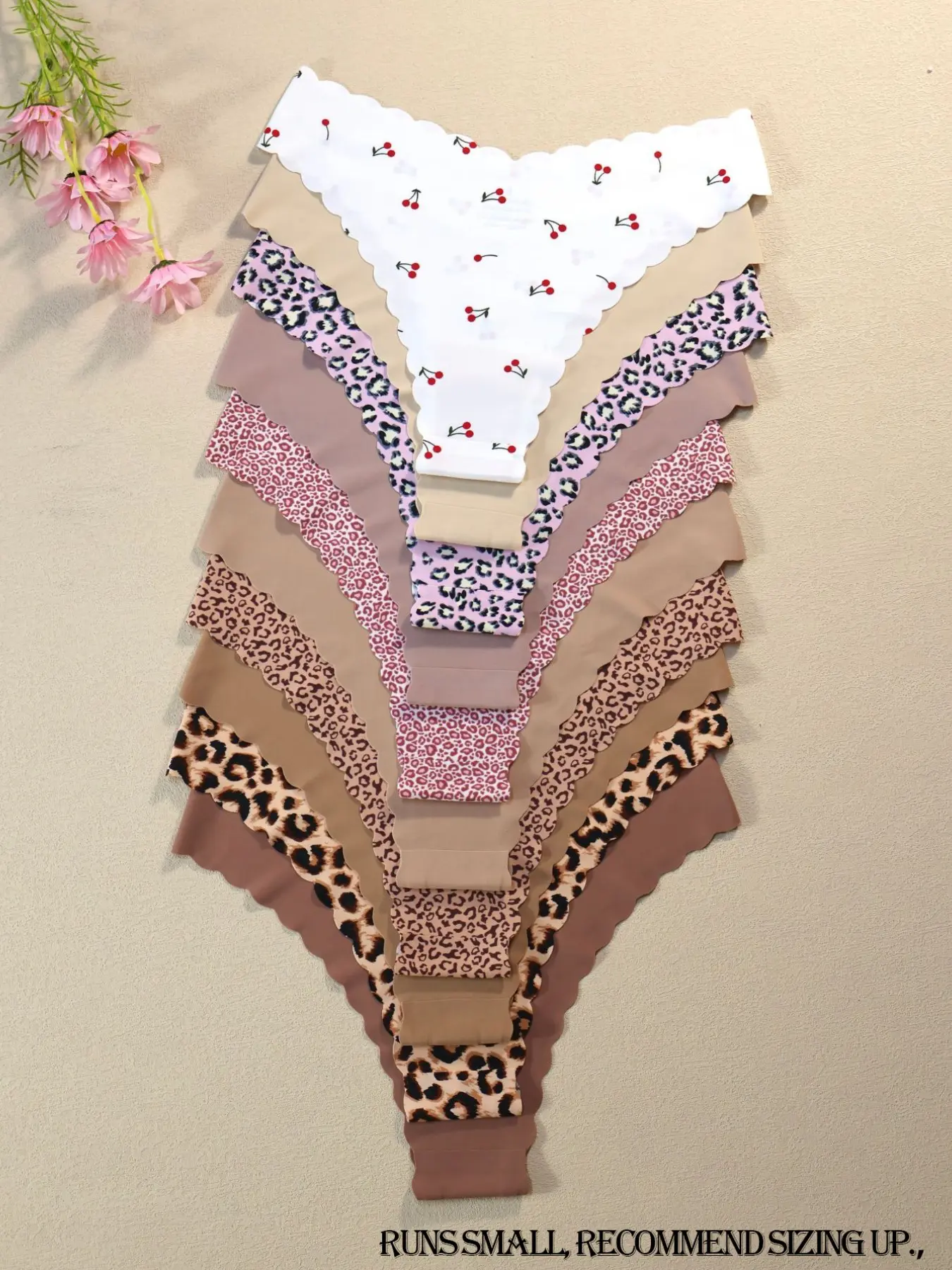Women's Seamless Knickers Wave Design Leopard Underwear Set, Comfortable Breathable Antibacterial Panties, Fitted All Season Casual Style, Intimates Panties