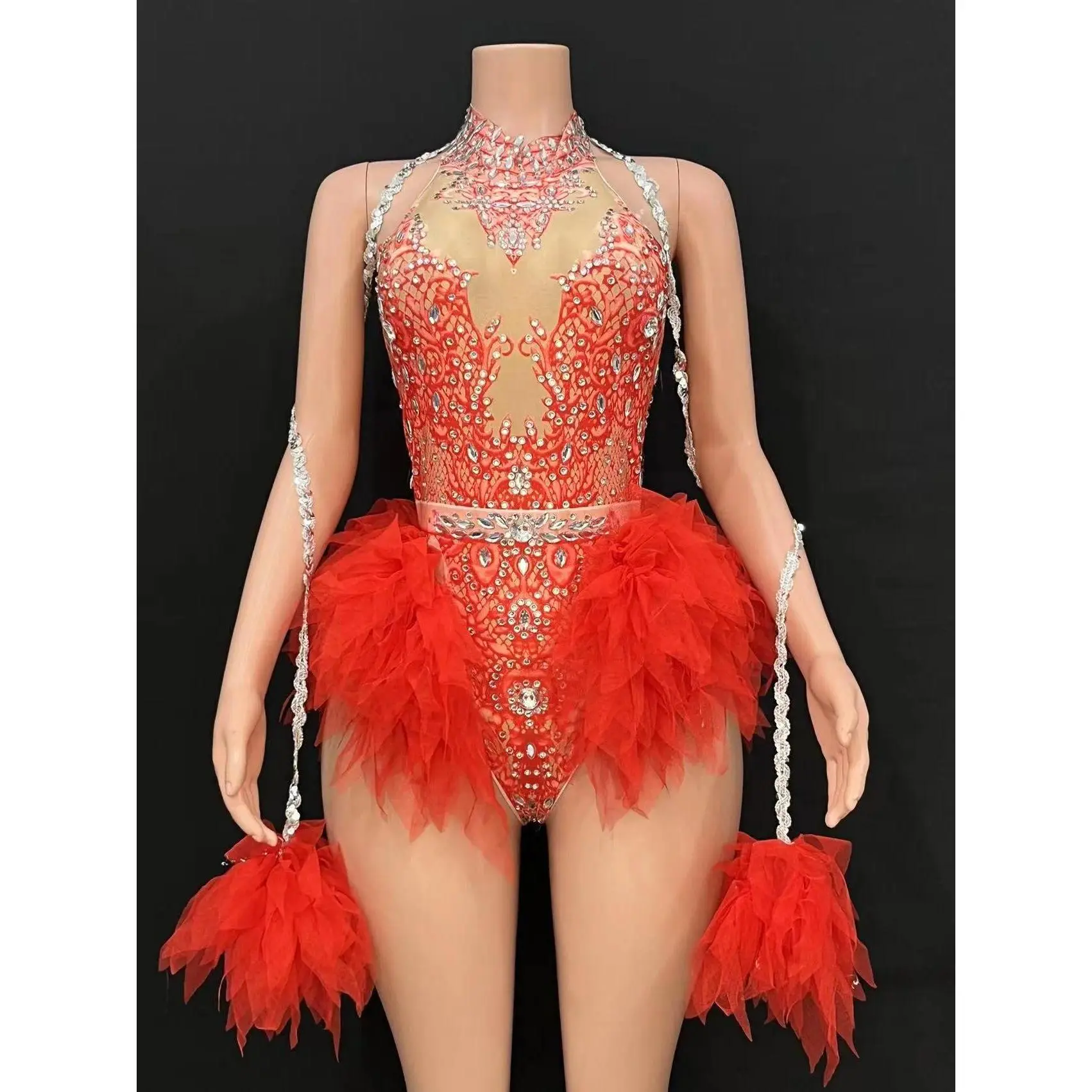 Bar ds Korean women's club nightclub pink diamond conjoinedgogo sexy hot dance interactive Kpop costume set X007