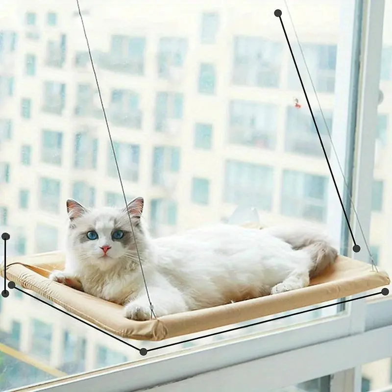 Cat Window Hammock Seat - Large Cat Hammocks Bed for Indoor Home Cats Resting Seat Safety, Heavy Duty Suction Cups Breathable Washable Mesh Durable Frame