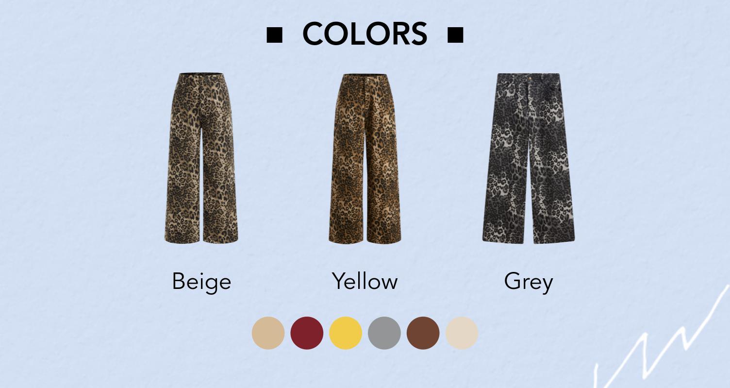 Cider Denim Mid Waist Leopard Wide Leg Pants