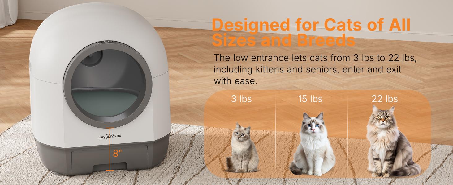Royalcraft Smart Self-Cleaning Automatic Cat Litter Box with Odor Control, Infrared Sensors, Sleep Mode, and Remote APP Control for Hands-Free Convenience, White