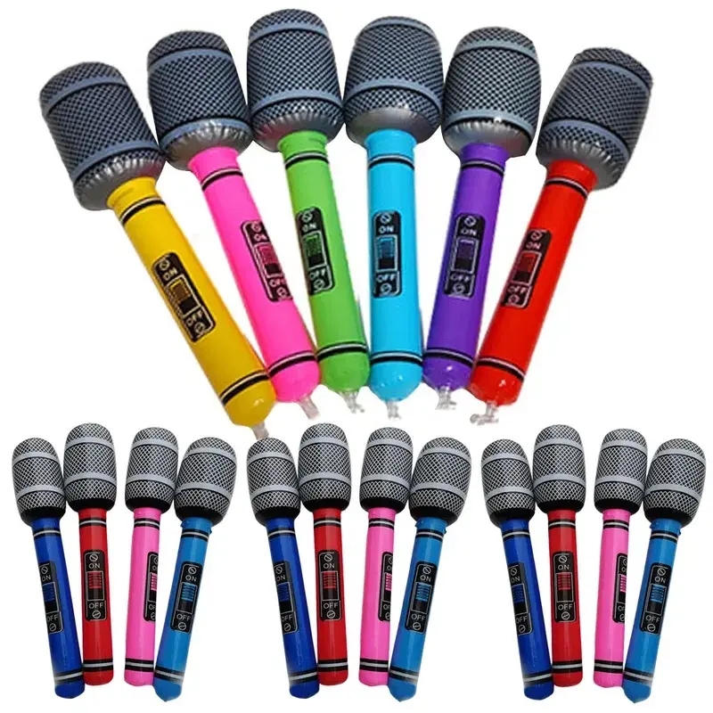 Inflatable Microphones Balloon  Random Color  Music Party Microphone Props Karaoke 80s 90s Party Decor