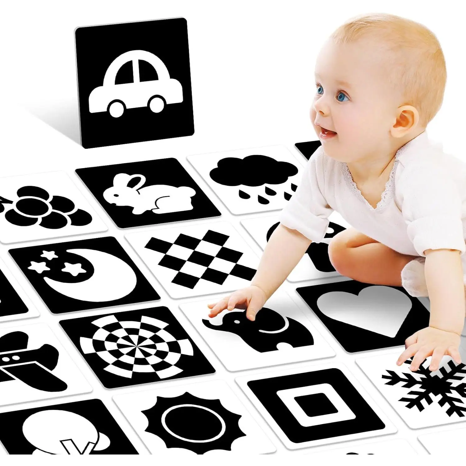 High Contrast Baby Cards  Infants, Black and White Baby Cards High Contrast Baby Toys  Newborns Visual Stimulation Brain Development Learning 20 Pcs 40 Pages 5.7'' x 5.7'' (0-3 Months)
