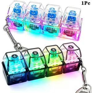 Keyboard Fidget Button Clicker Keychain with LED Lights, 4-In-1 Stress Relief Clicker Toy, Anxiety Relief, Sensory Decompression Toy for Kids & Adults