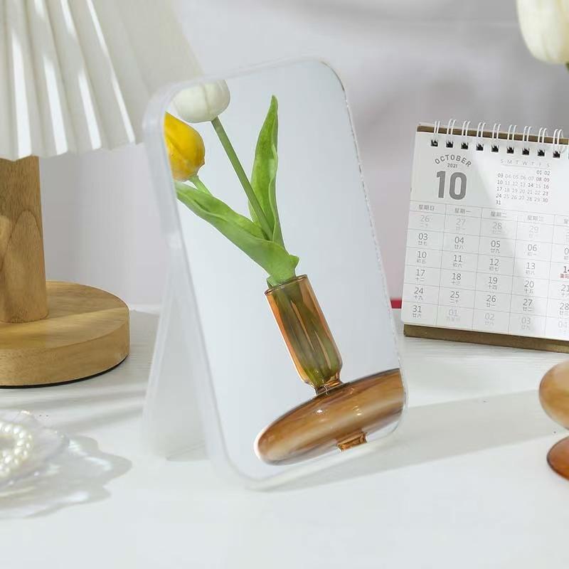 1pc desktop folding makeup mirror portable student dormitory desktop hanging small mirror dressing mirror portable mirror Foldable Makeup Mirror