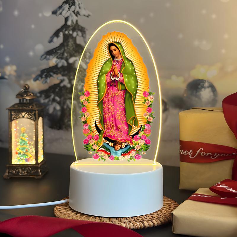 Our Lady of Guadalupe 3D Night Light, Virgin Mary LED Lamp for Home Altar & Prayer Room, Catholic Religious Decor, Spiritual Blessing Gift for Mom