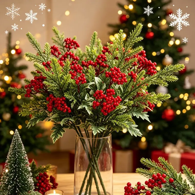 5pcs Realistic Fruits, Norfolk Simulation, Artificial Pine Needle Bunches, Decorative Items, Model Xinghao 001, Ca Prop 65 Re No