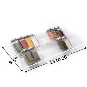 Clear Acrylic Spice Drawer Organizer, 4 Tier- 2 Set Expandable From 13" to 26" Drawer Seasoning Organizer, Kitchen Spice Rack Tray for Drawer/Countertop (Jars not included)