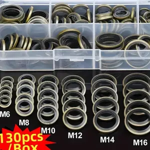 130 Piece Oil Pan Gasket Seal Kit, M6/m8/m10/m12/m14/16m Car Rubber Seals, Durable Leak-Proof Sealing Gaskets, Fits Most Vehicles, Sedan, Multiple Sizes, Maintenance